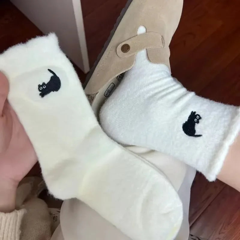 Cute Cat Cozy Mink Velvet Socks