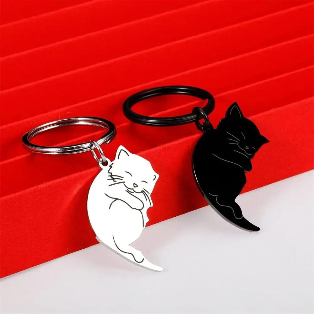 Hug Cat Couple Keychain