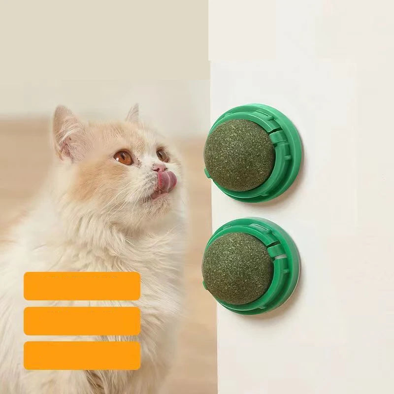 Catnip Cat Wall Stick-on Ball Toy