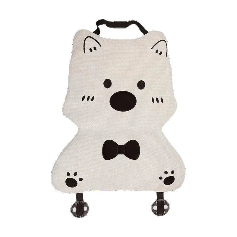 Car Seat Cushion Cute Cat Lumbar Support Headrest Car Accessories Breathable Linen Fabric  Car Half Pack Seat Cover