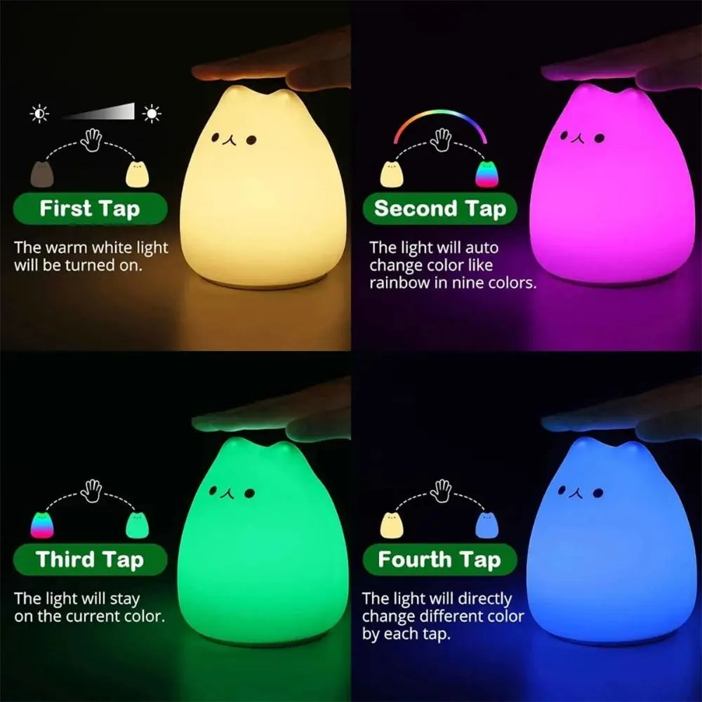 LED Colorful Cat Silicone Light