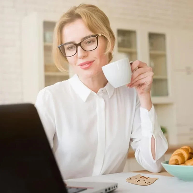 Cartoon Cat Themed Drink Coasters Reusable Silicone Heatproof Non Slip Placemats ﻿