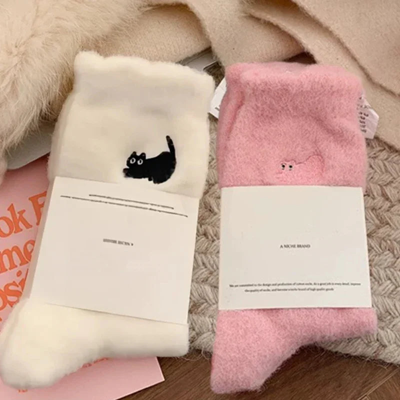Cute Cat Cozy Mink Velvet Socks