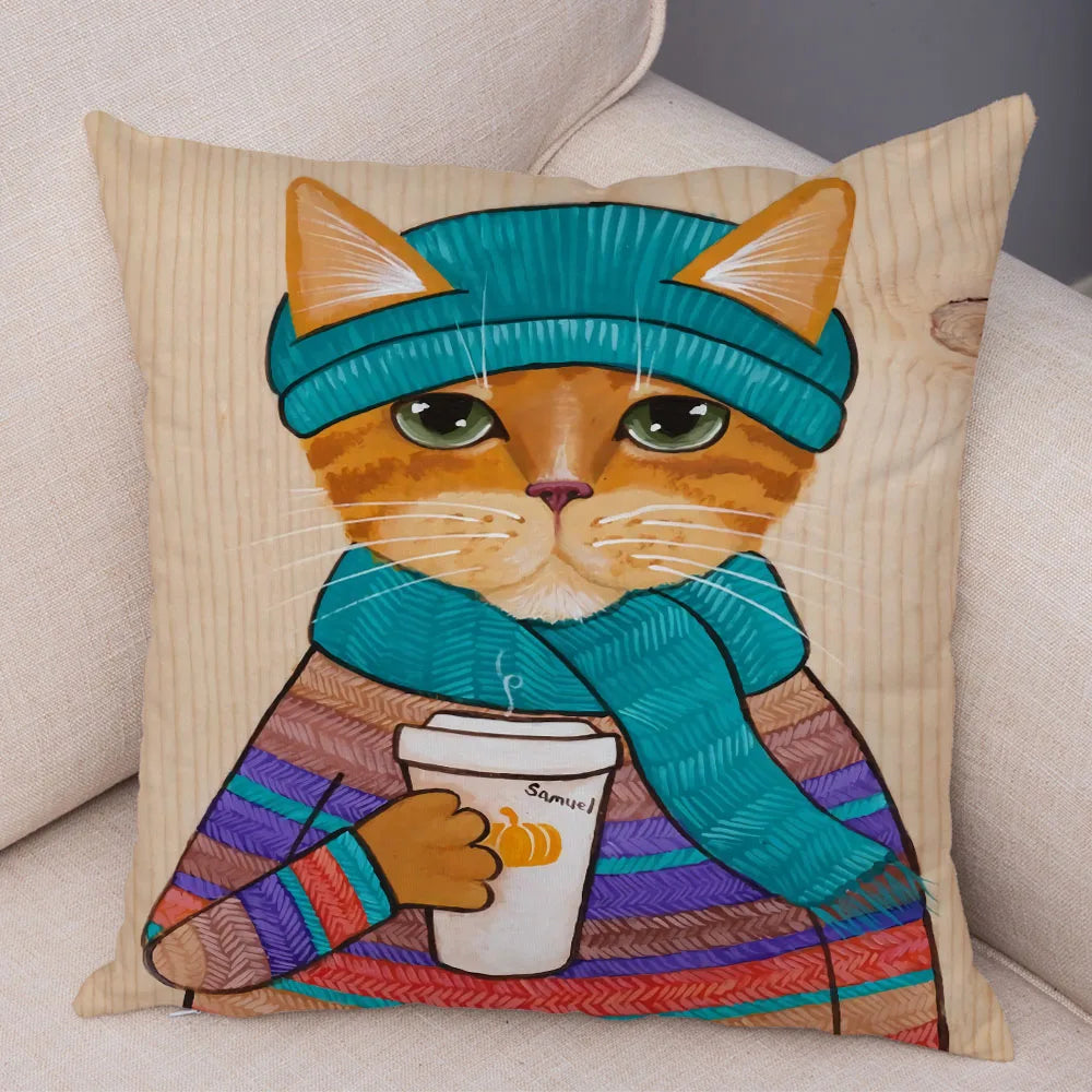 Cat Pillowcase Cushion Cover