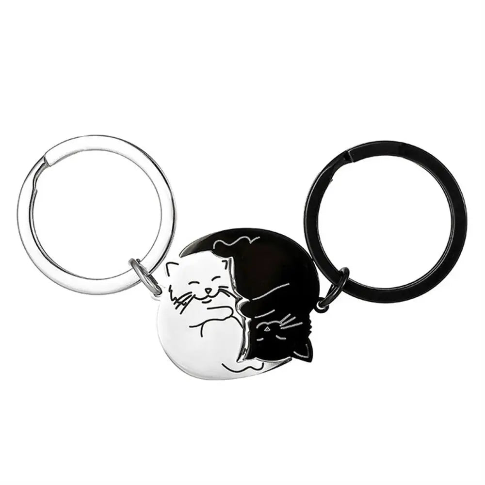 Hug Cat Couple Keychain