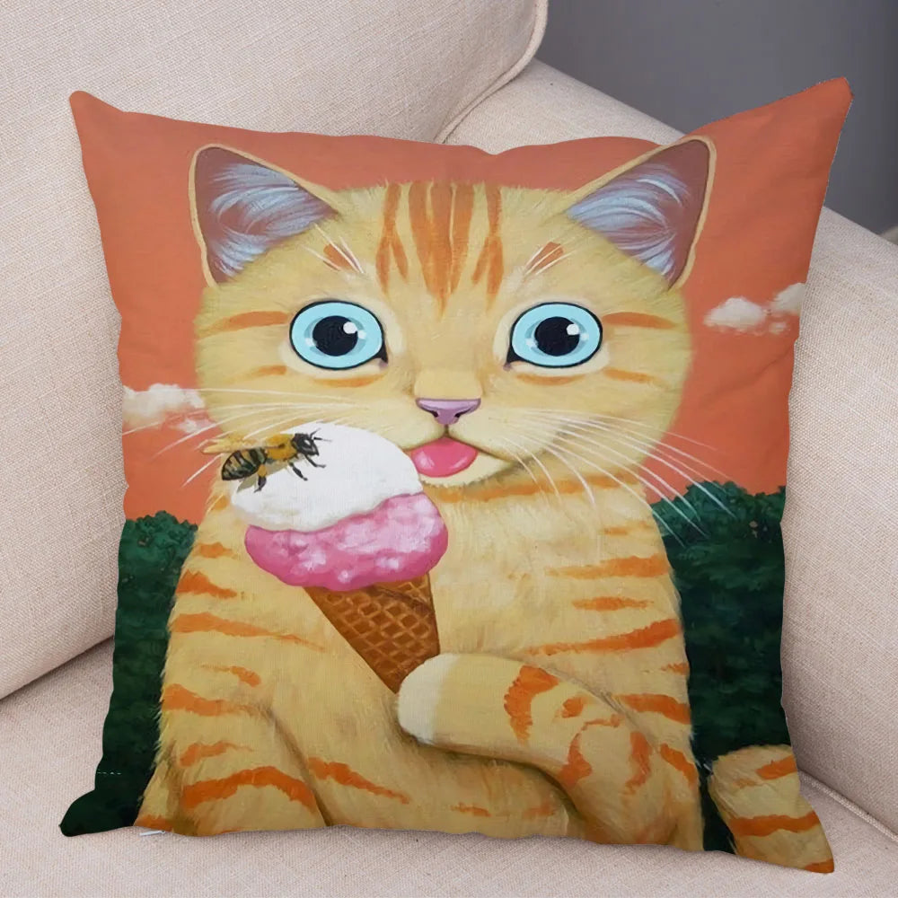 Cat Pillowcase Cushion Cover