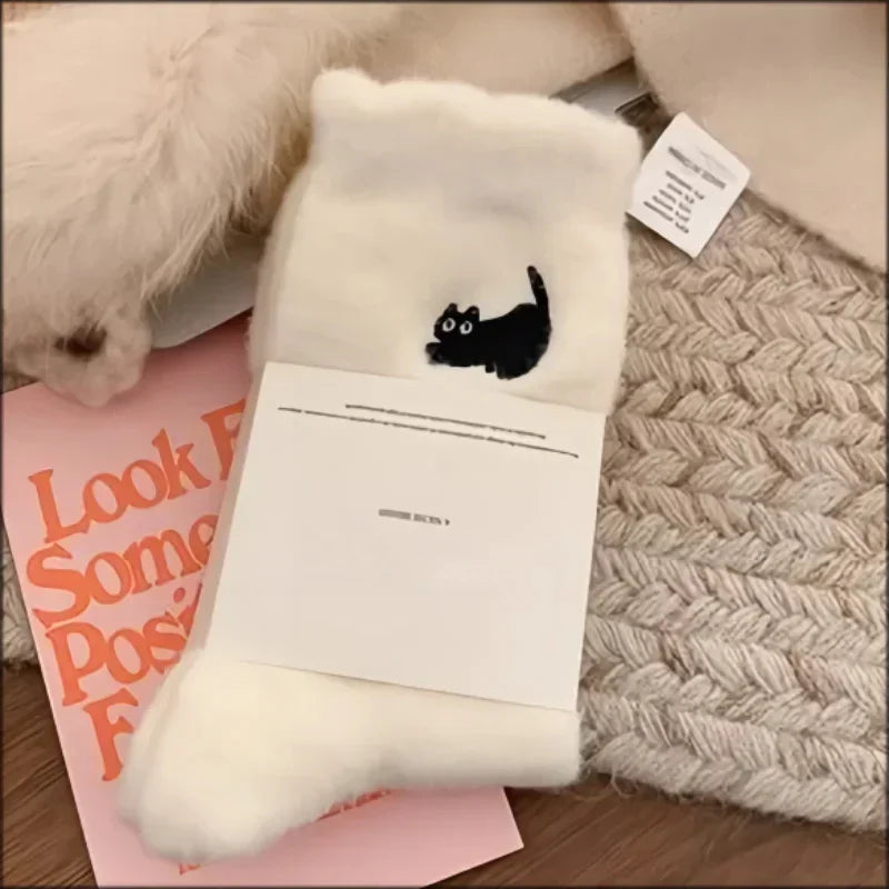 Cute Cat Cozy Mink Velvet Socks