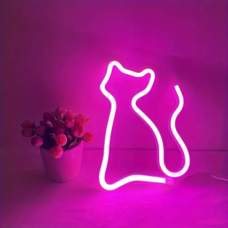 Cat Neon Lights Artistic LED Ornaments Lights USB/battery Powered Holiday Parties Weddings Bars Rooms Night Sign Light 304