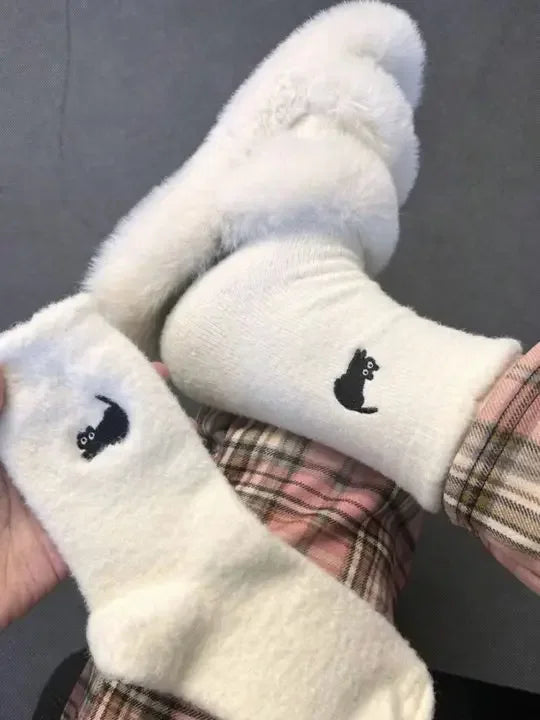 Cute Cat Cozy Mink Velvet Socks