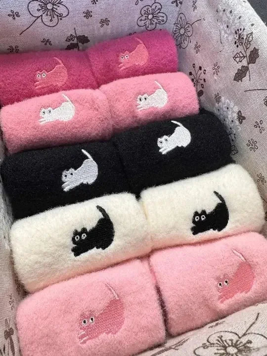 Cute Cat Cozy Mink Velvet Socks