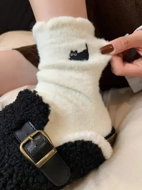 Cute Cat Cozy Mink Velvet Socks