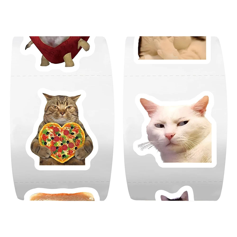 500PCS/Roll Cartoon Meme Cat Stickers for School Reward Classroom Decoration Encouragement Sticker Kids Reward Decals Toys