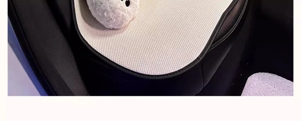 Car Seat Cushion Cute Cat Lumbar Support Headrest Car Accessories Breathable Linen Fabric  Car Half Pack Seat Cover