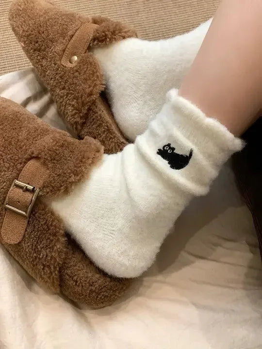 Cute Cat Cozy Mink Velvet Socks