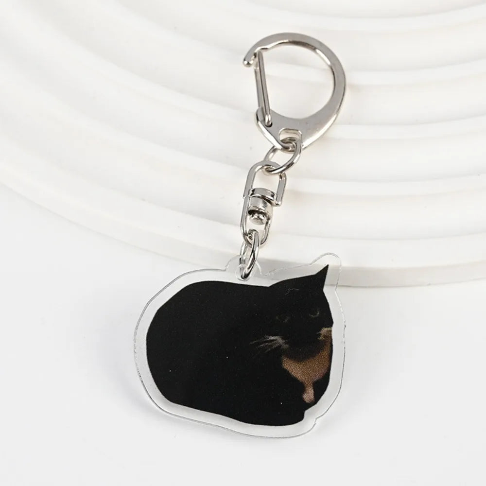 Cartoon Happy Funny Cat Keychain Small Acrylic Toast Cat Pendant Key Ring Portable Bag Accessories Bag Pendant Keyring Women