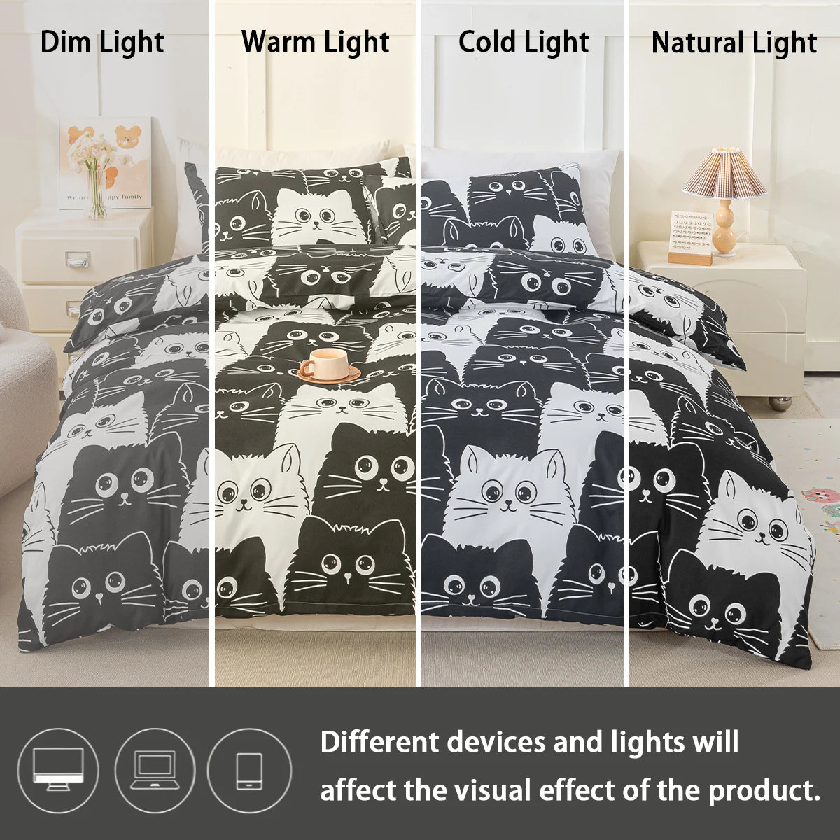 3pcs Cat Print Duvet Cover Set, Soft Skin-Friendly Bedding Set Includes 1 Duvet Cover And 2 Pillowcases