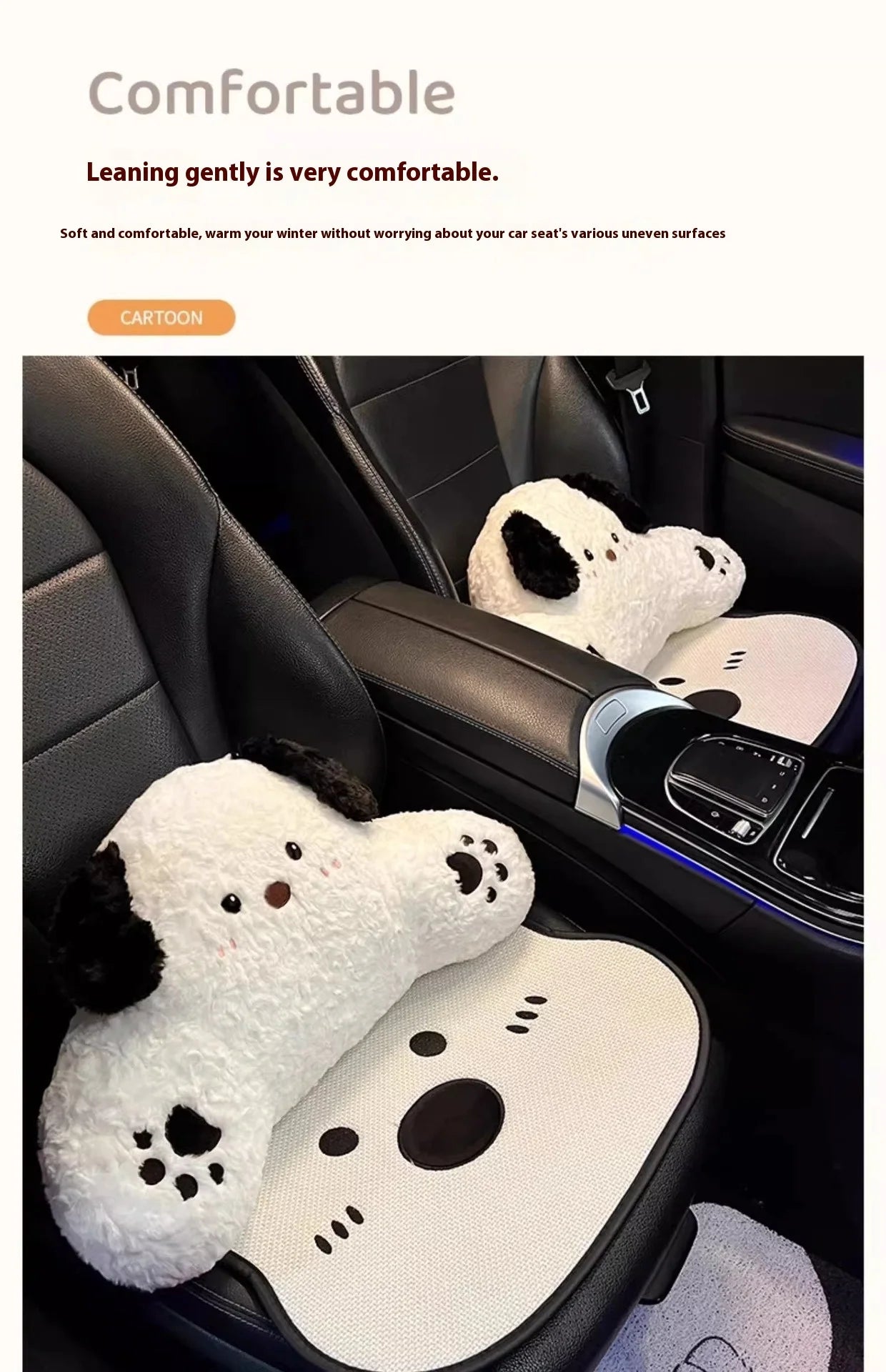 Car Seat Cushion Cute Cat Lumbar Support Headrest Car Accessories Breathable Linen Fabric  Car Half Pack Seat Cover