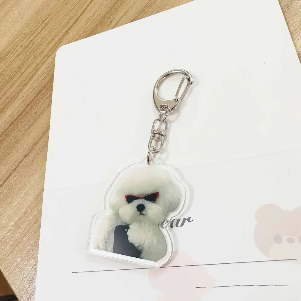 Cartoon Happy Funny Cat Keychain Small Acrylic Toast Cat Pendant Key Ring Portable Bag Accessories Bag Pendant Keyring Women