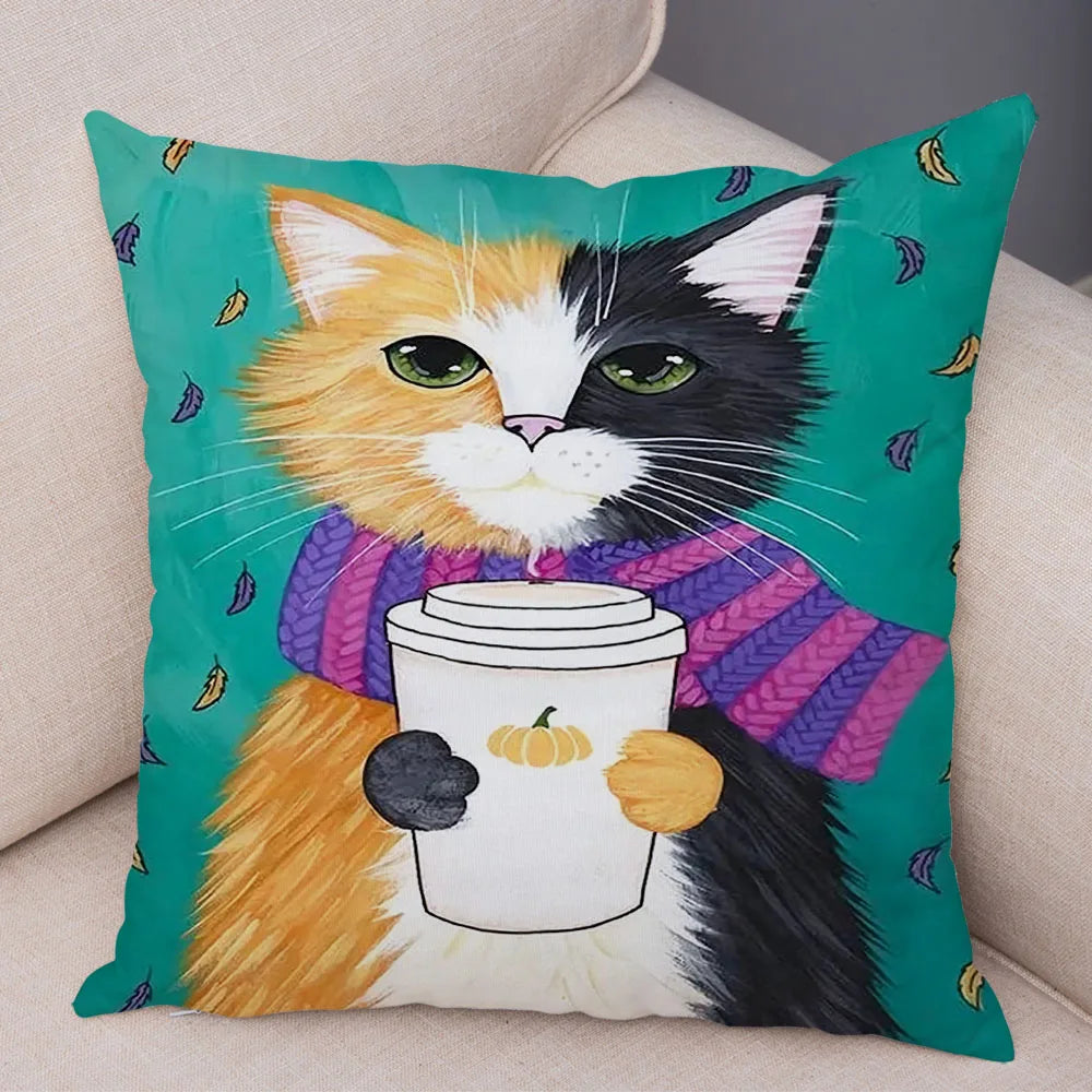 Cat Pillowcase Cushion Cover