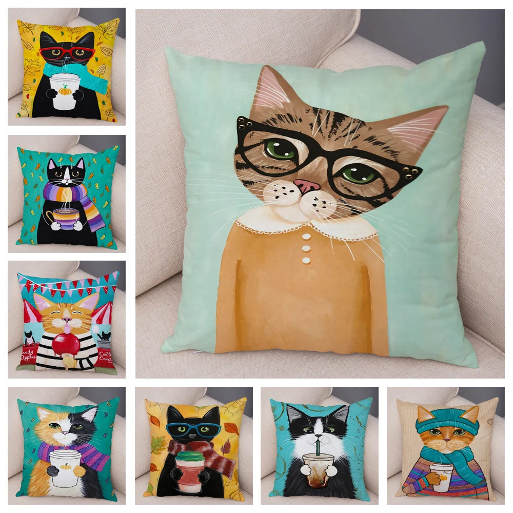 Cat Pillowcase Cushion Cover