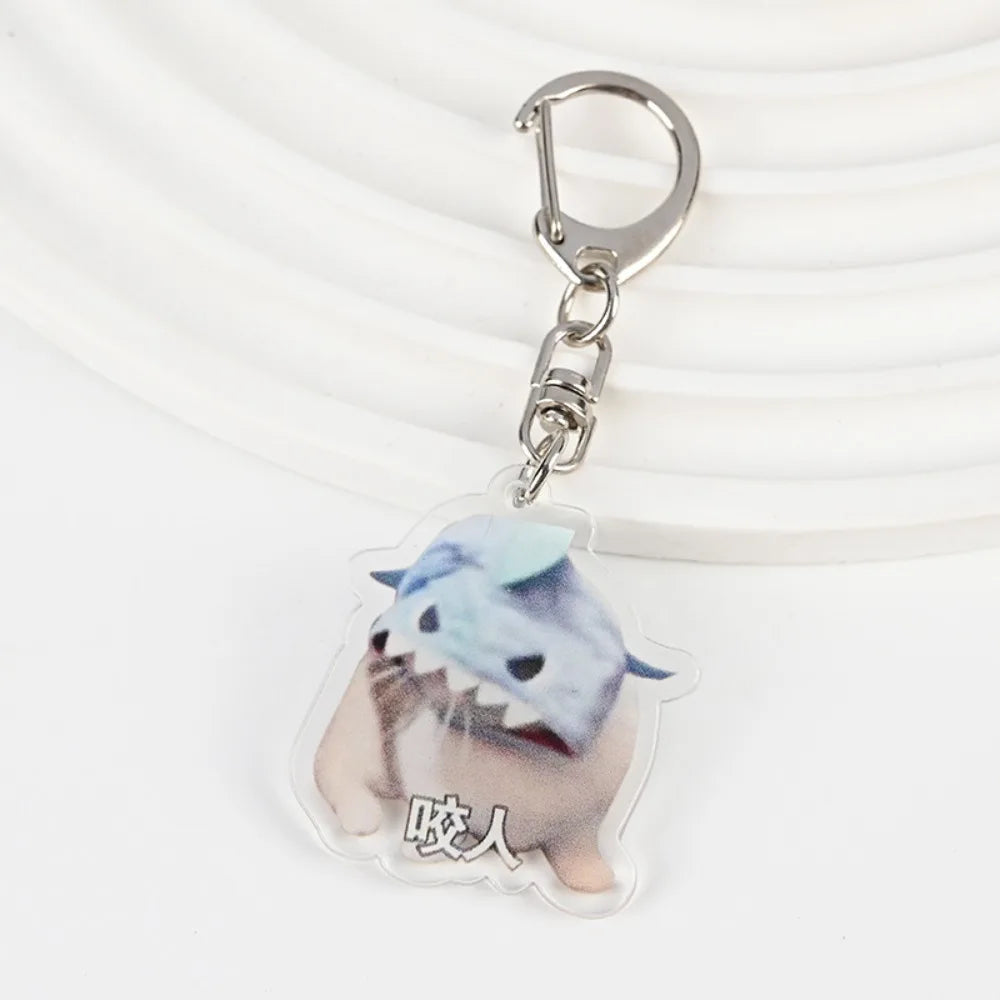 Cartoon Happy Funny Cat Keychain Small Acrylic Toast Cat Pendant Key Ring Portable Bag Accessories Bag Pendant Keyring Women