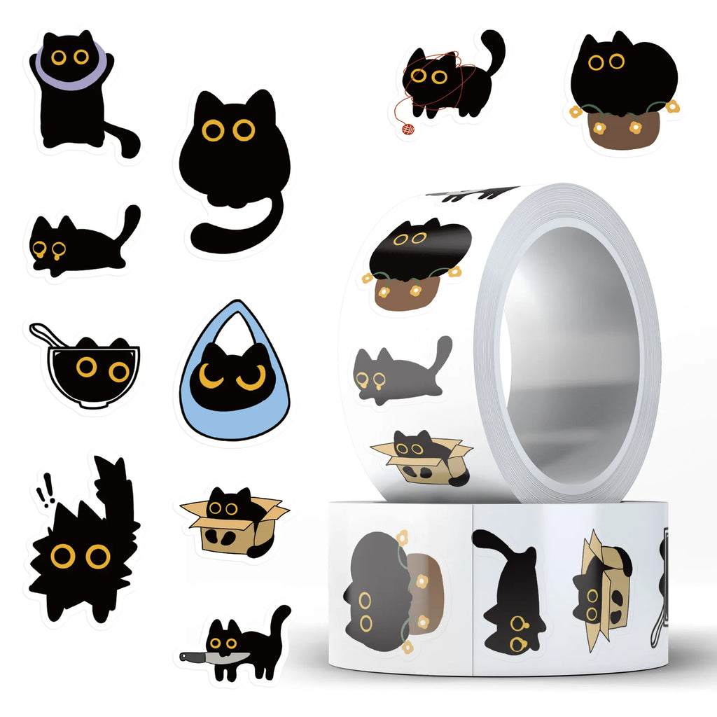 500Pcc/roll Cute Cat Stickers Creative DIY Graffiti Stickers Envelope Sealing Stickers Stationery Children Reward Decor Stickers