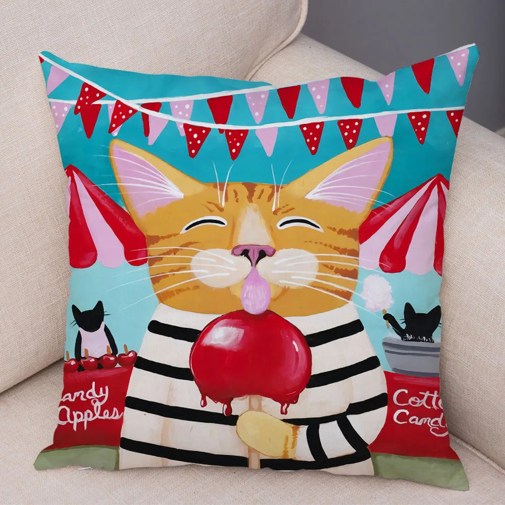 Cat Pillowcase Cushion Cover