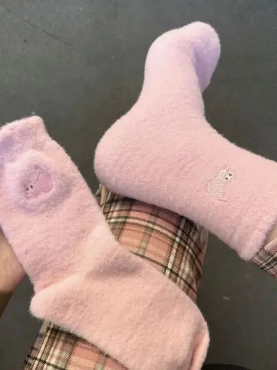 Cute Cat Cozy Mink Velvet Socks