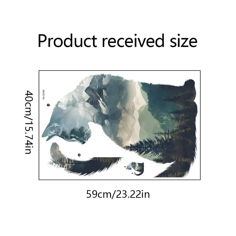 Cat And Forest Silhouette Vinyl Wall Sticker Self-Adhesive Ideal For Home Bedroom Living Room Entryway Background Decor