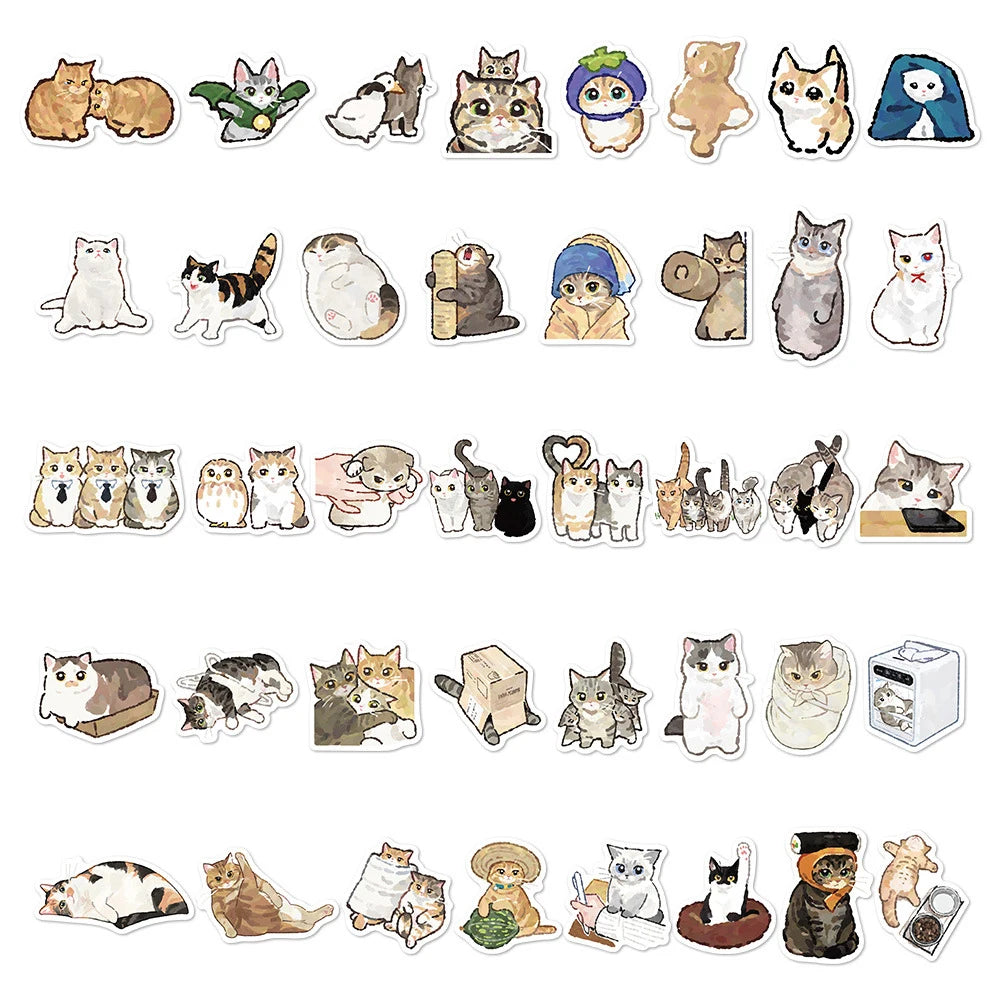 10/30/77pcs Kawaii Cute Watercolor Cat Cartoon Stickers Animal Kitten Graffiti Decals Luggage Phone Stationery Sticker Kids Toy