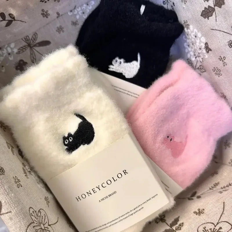 Cute Cat Cozy Mink Velvet Socks