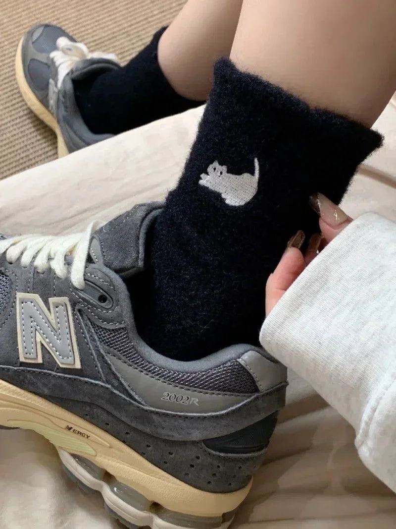 Cute Cat Cozy Mink Velvet Socks