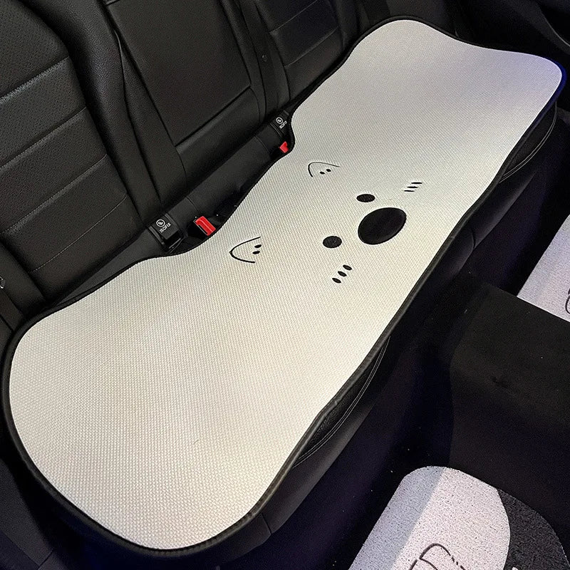 Car Seat Cushion Cute Cat Lumbar Support Headrest Car Accessories Breathable Linen Fabric  Car Half Pack Seat Cover