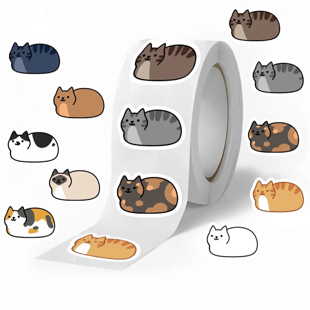 500pcs/roll Kawaii Cartoon Cat Stickers Roll - for DIY Crafts, ifts, arty Favors, uitar,Phone Decor - Self-Adhesive Cute Sticker