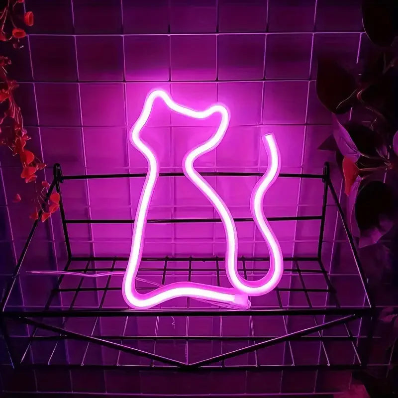 Cat Neon Lights Artistic LED Ornaments Lights USB/battery Powered Holiday Parties Weddings Bars Rooms Night Sign Light 304