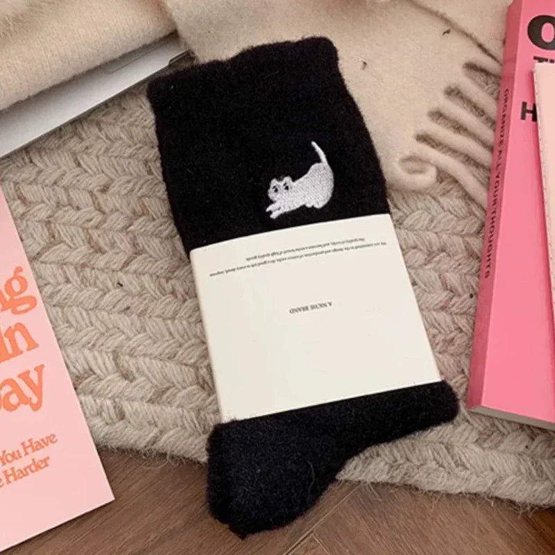 Cute Cat Cozy Mink Velvet Socks