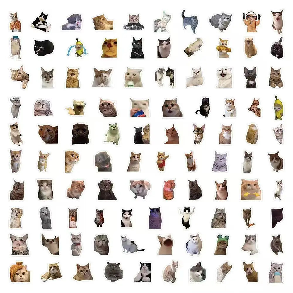 100 Cat stickers cute funny cat ins style emoticon pack picture material handbook stickers children's stickers holiday gift
