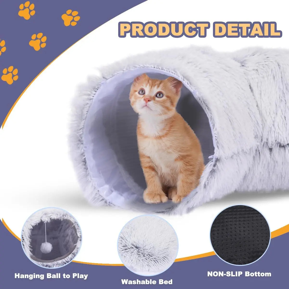 Plush Cat Tunnel Bed Foldable Two-in-One Donut