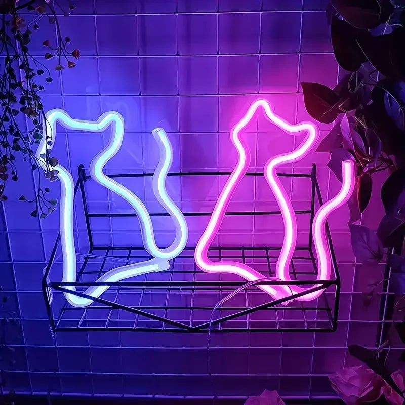 Cat Neon Lights Artistic LED Ornaments Lights USB/battery Powered Holiday Parties Weddings Bars Rooms Night Sign Light 304