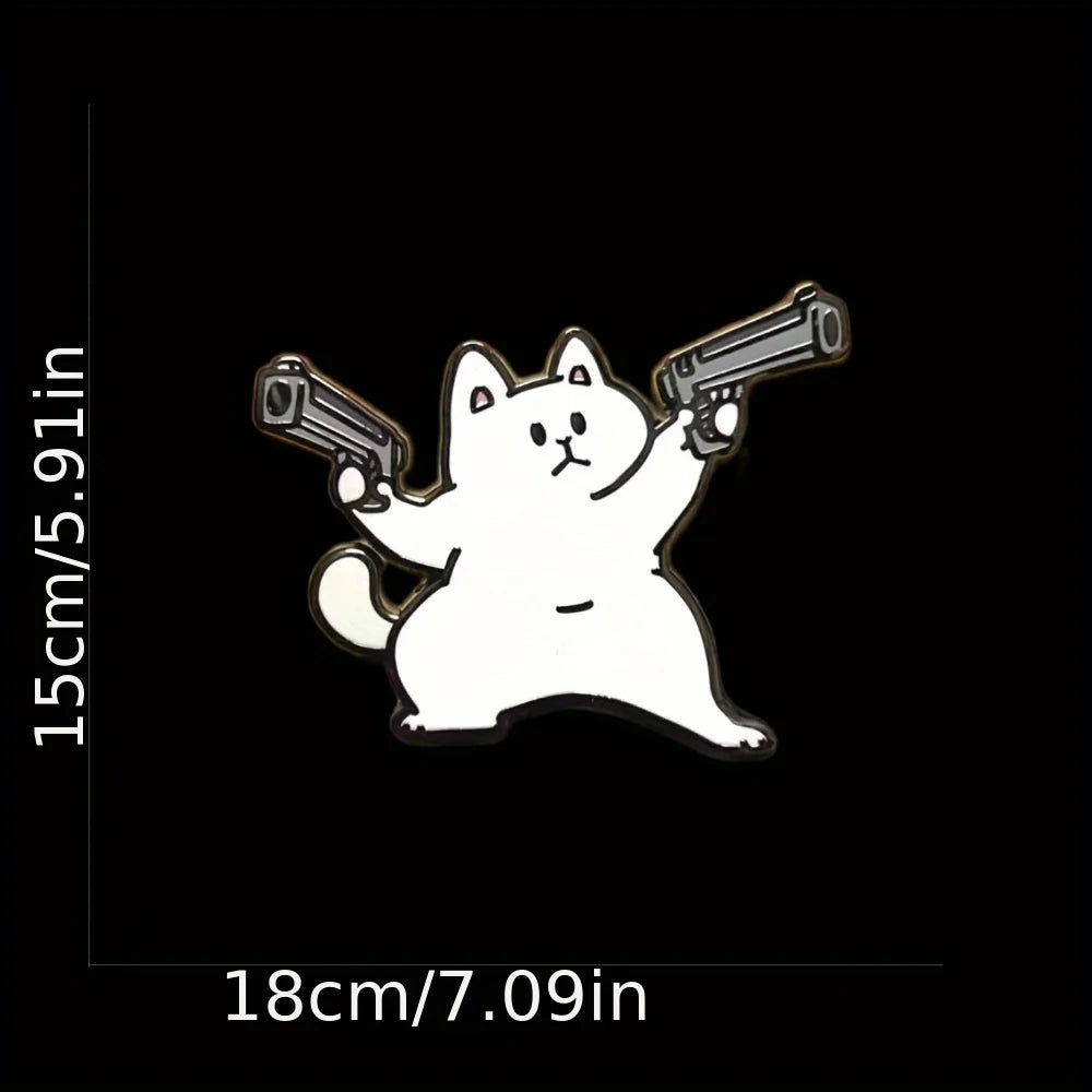 1 pc car sticker cat with double guns personality sticker wall sticker computer sticker waterproof sticker