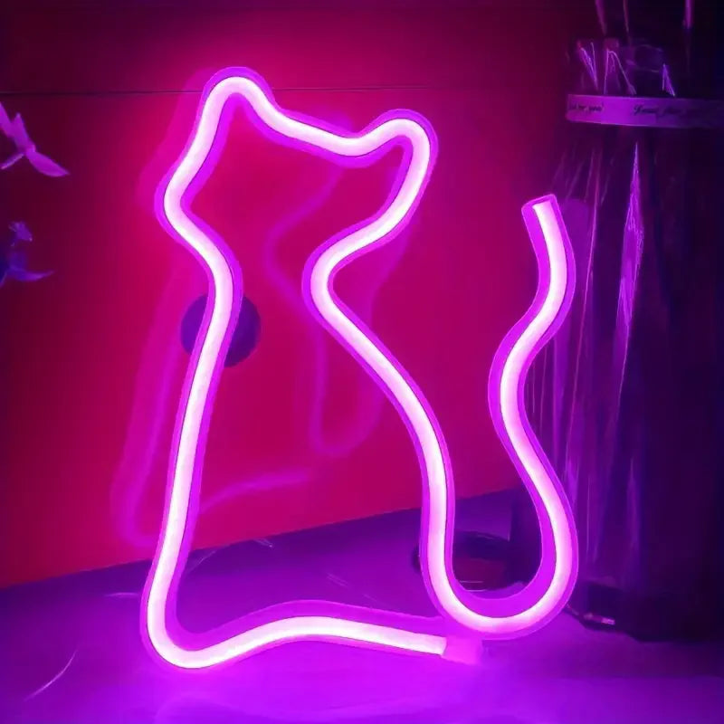 Cat Neon Lights Artistic LED Ornaments Lights USB/battery Powered Holiday Parties Weddings Bars Rooms Night Sign Light 304