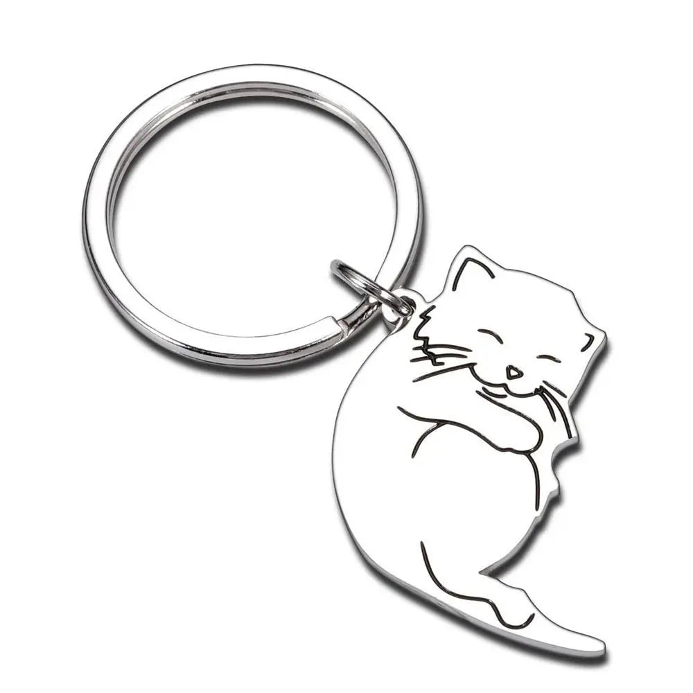 Hug Cat Couple Keychain