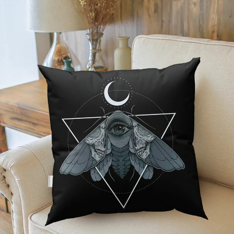 Cat Mysterious Divination Witchcraft Cushion Cover Pillow  Black Polyester Throw  Home Decoration