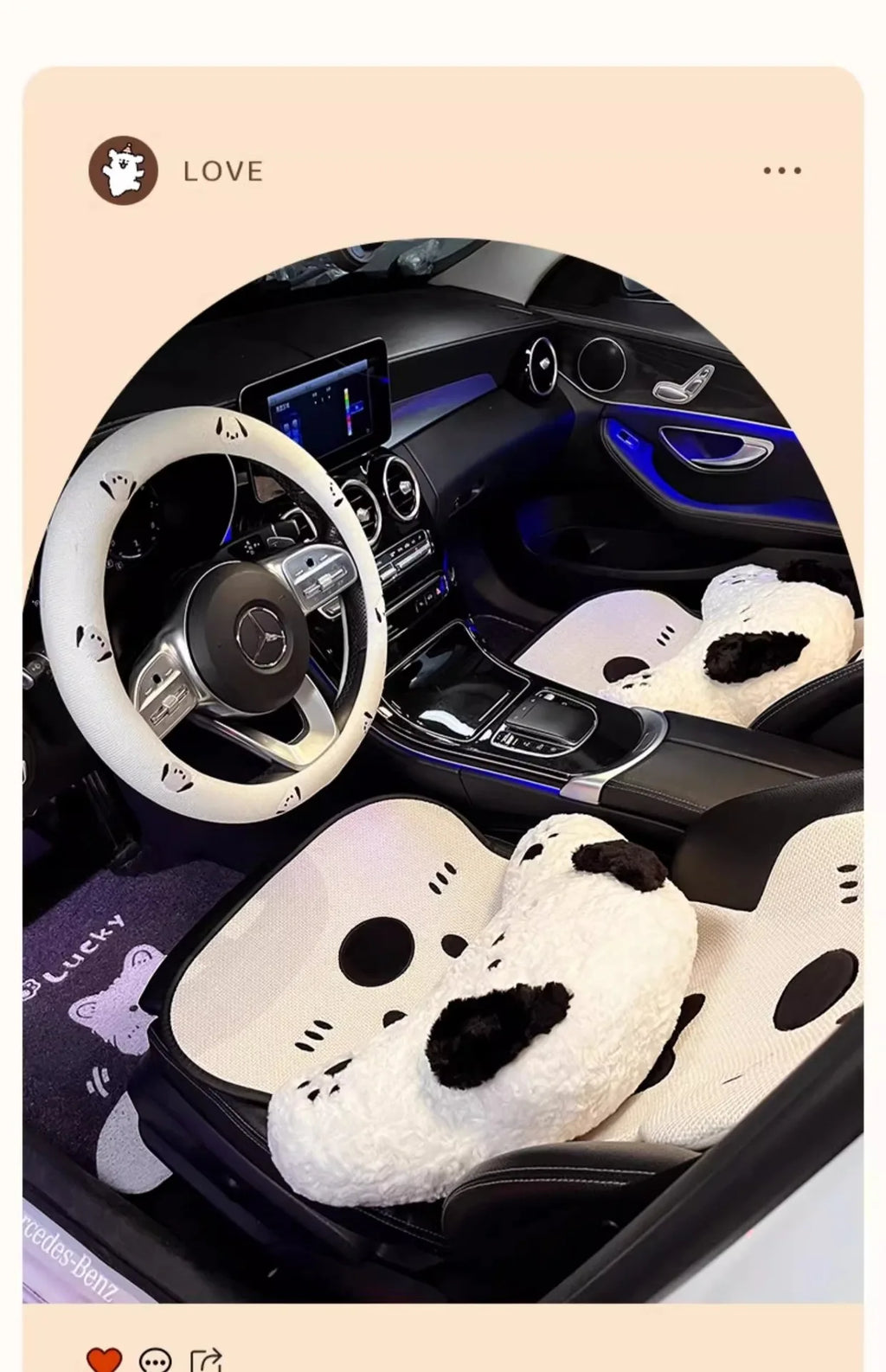 Car Seat Cushion Cute Cat Lumbar Support Headrest Car Accessories Breathable Linen Fabric  Car Half Pack Seat Cover