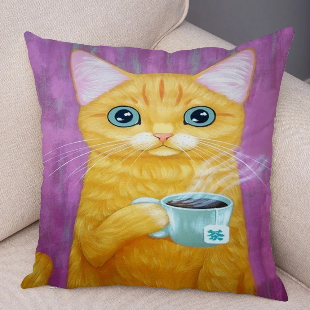 Cat Pillowcase Cushion Cover