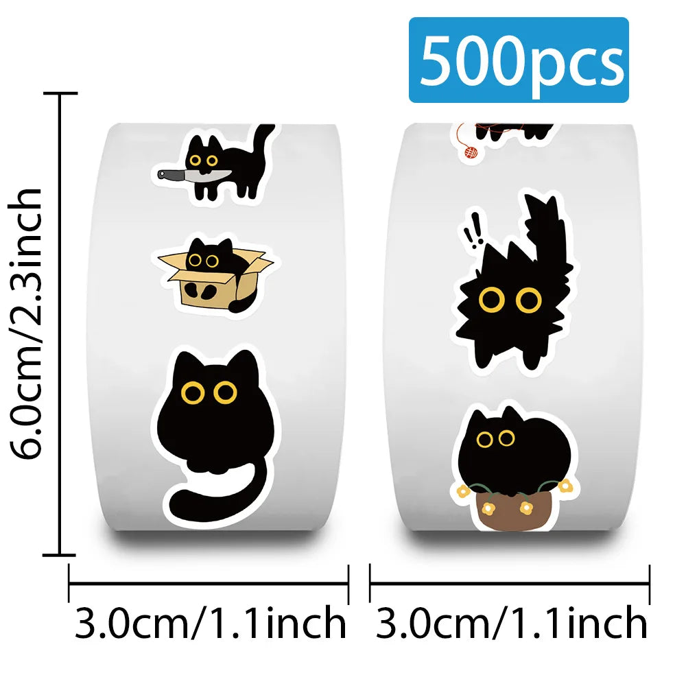 500Pcc/roll Cute Cat Stickers Creative DIY Graffiti Stickers Envelope Sealing Stickers Stationery Children Reward Decor Stickers