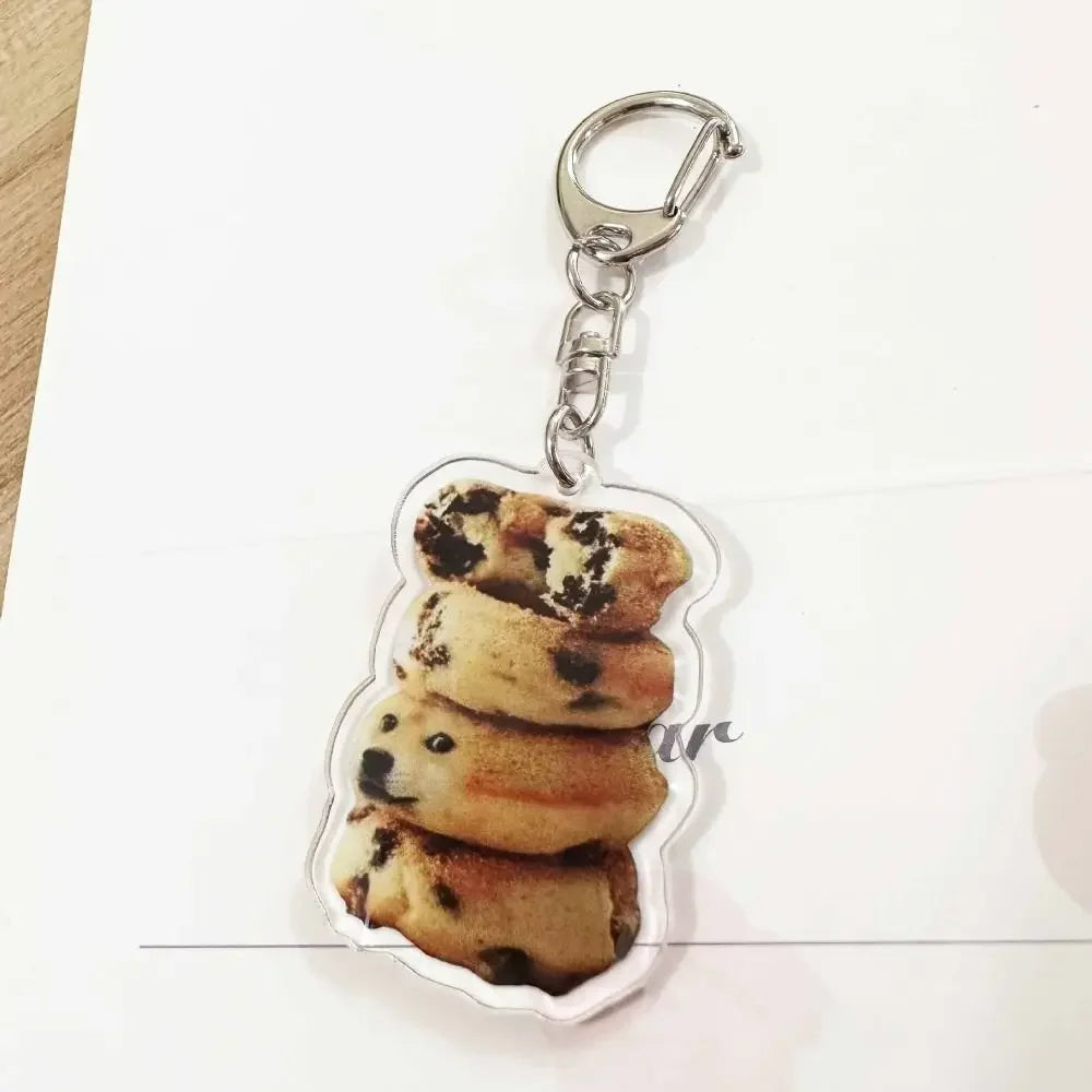 Cartoon Happy Funny Cat Keychain Small Acrylic Toast Cat Pendant Key Ring Portable Bag Accessories Bag Pendant Keyring Women