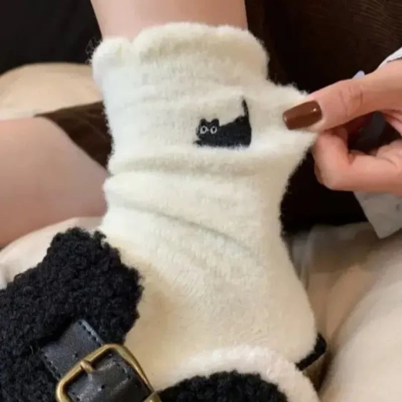 Cute Cat Cozy Mink Velvet Socks