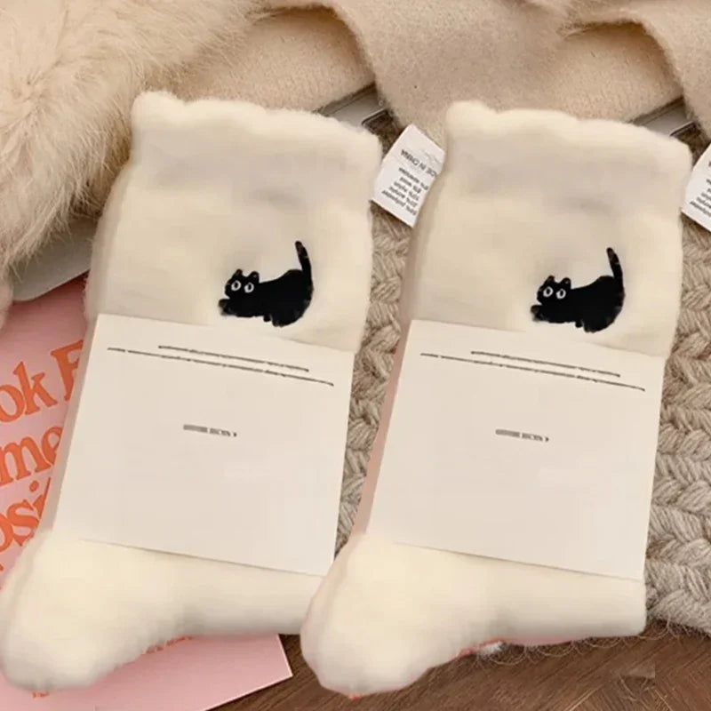 Cute Cat Cozy Mink Velvet Socks