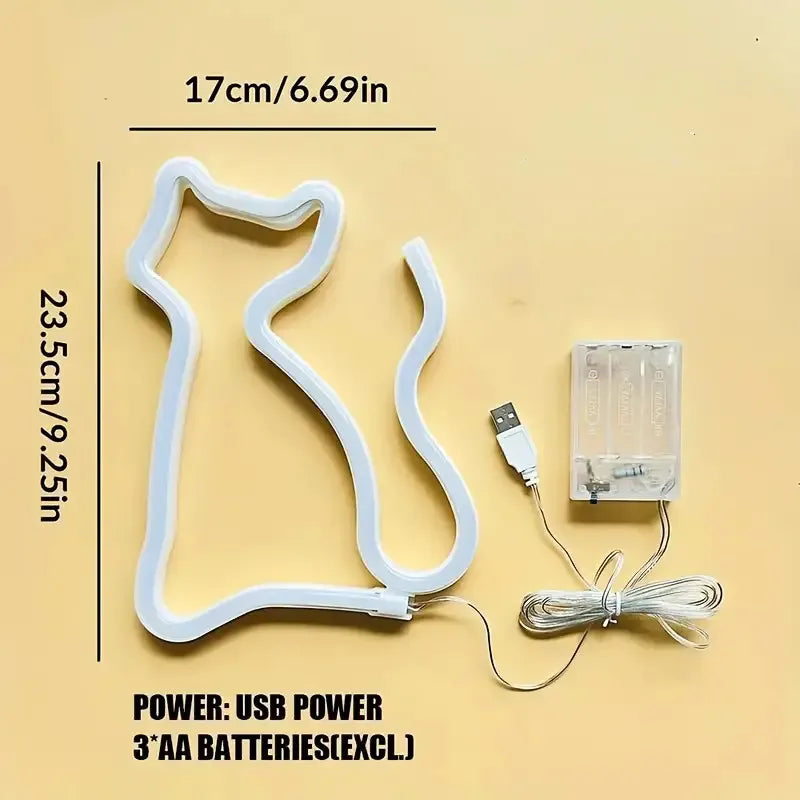 Cat Neon Lights Artistic LED Ornaments Lights USB/battery Powered Holiday Parties Weddings Bars Rooms Night Sign Light 304